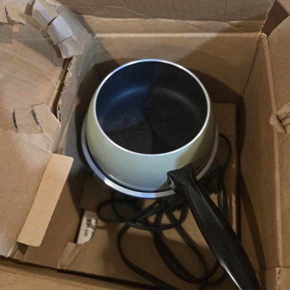 Oster Electric Fondue Warmer Hot Plate Avocado Green MCM Vintage Tested W/ Forks - Picture 8 of 16